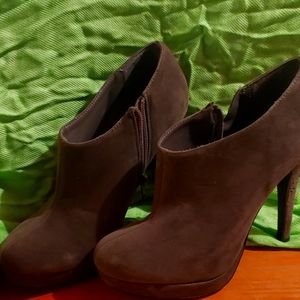 Grey heeled booties